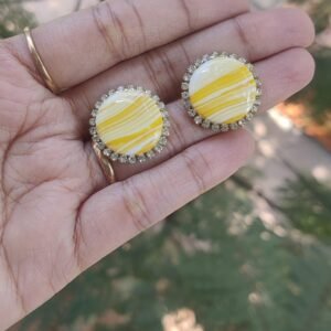 Yellow Dune Round Polymer Clay Studs